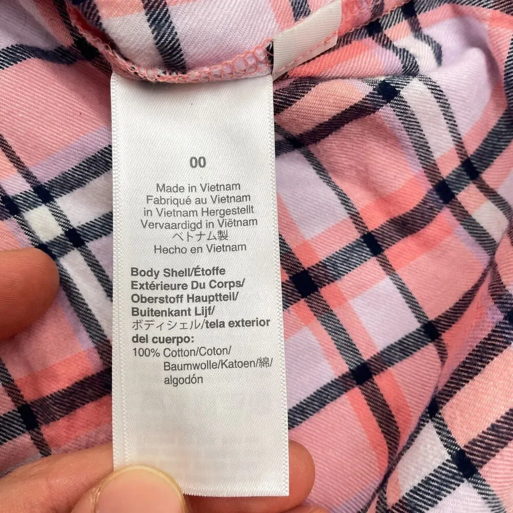 J.Crew Classic Popover Shirt Womens Small Rose Pink Tartan Plaid Flannel Cotton
